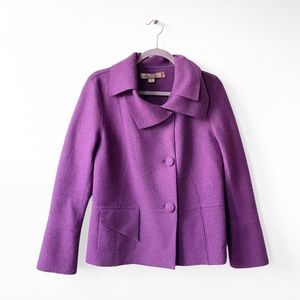 Beyond Threads Purple Alpaca Wool Asymmetrical Sweater Jacket